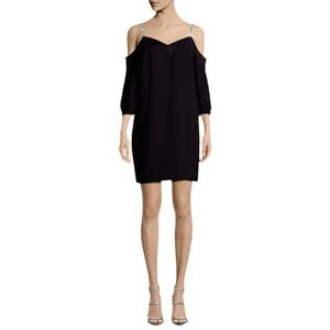 Trina Turk SARIKA Cold Shoulder Dress in BLACK | Rhinestone Straps